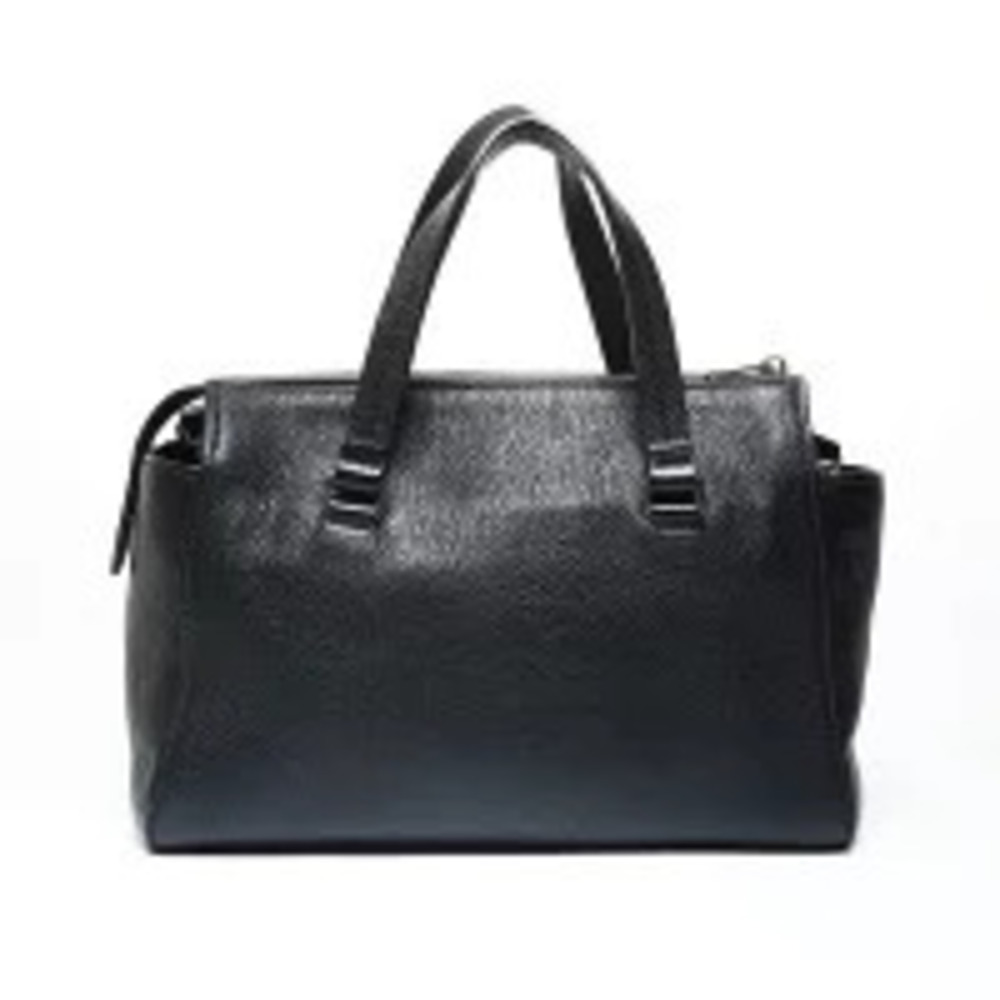 Miu Miu black leather satchel tote bag dual top handles side zip